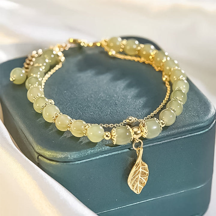 Hetian Jade Gold Leaf Bracelet - FOFOPO