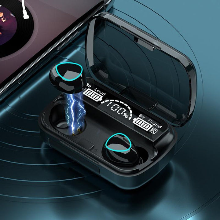 Bluetooth Wireless Earphones Waterproof Stereo Earbuds with Smart LED Display and Big Battery - FOFOPO