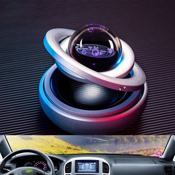 Solar Rotating Double Ring Suspension Car Aromatherapy Ornament💖 - FOFOPO