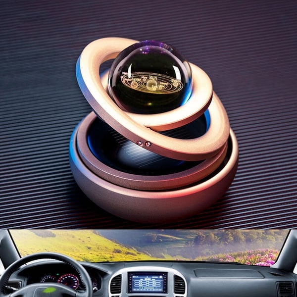 Solar Rotating Double Ring Suspension Car Aromatherapy Ornament💖 - FOFOPO