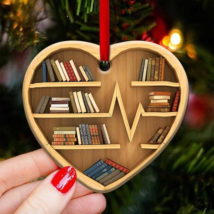 Book Lovers Heart Ornament - FOFOPO