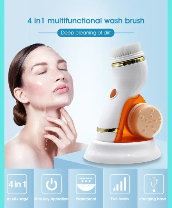 4 in 1 Electric Cleansing Brush Multi-Function Face Massager Deep Cleanser - FOFOPO