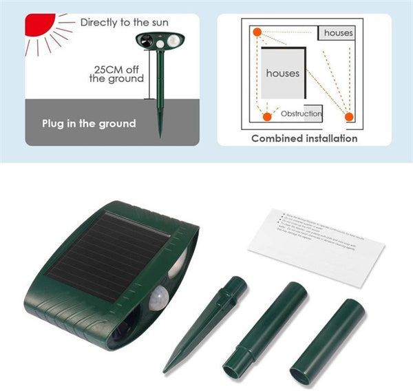 Ultrasonic Deer Repeller Solar Powered, Keep Deer out of Garden - FOFOPO