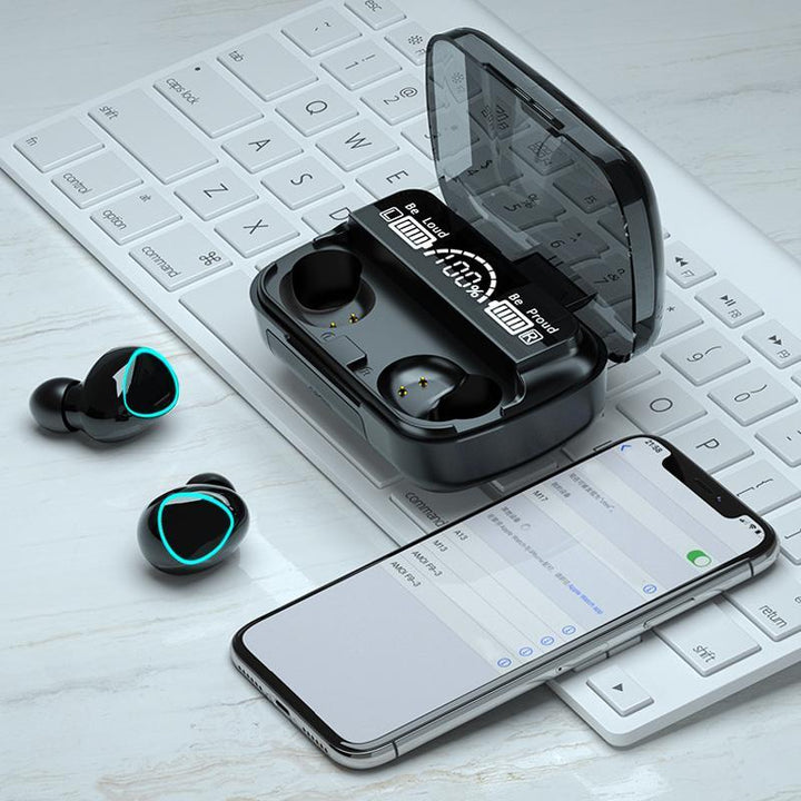 Bluetooth Wireless Earphones Waterproof Stereo Earbuds with Smart LED Display and Big Battery - FOFOPO