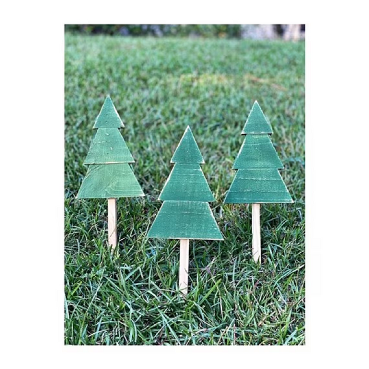 🎄Super Ambient Wooden Christmas Tree Yard Stakes (A Set of 3 Pcs) - FOFOPO