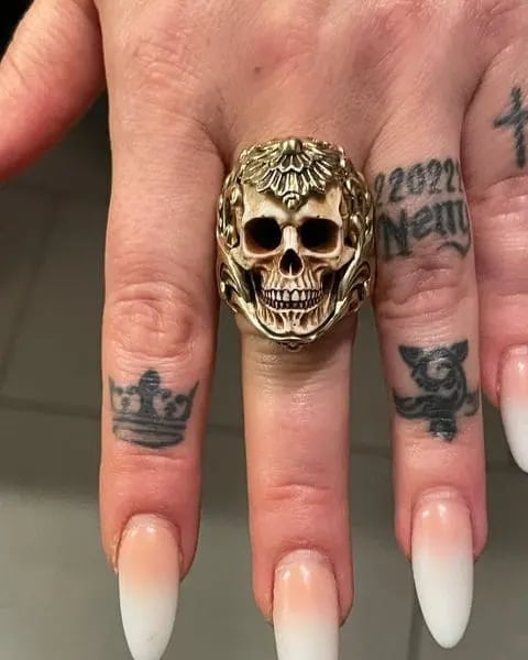 💀Vintage Polish Floral Armor Antler Skull Ring - FOFOPO