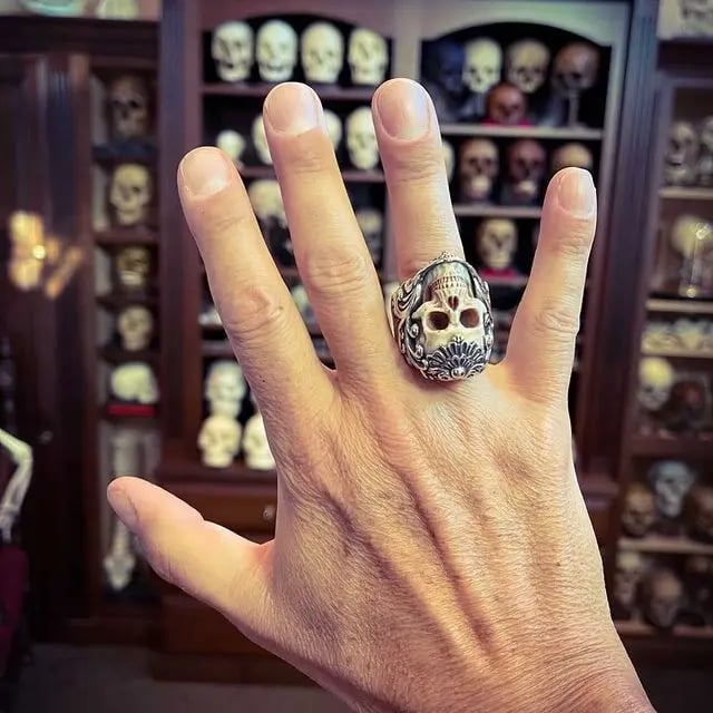 💀Vintage Polish Floral Armor Antler Skull Ring - FOFOPO