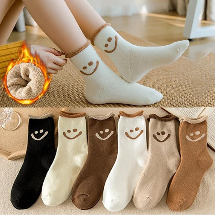 （Five pairs!）Lovely Smile Face Cotton Socks - FOFOPO