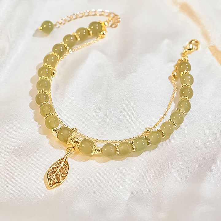 Hetian Jade Gold Leaf Bracelet - FOFOPO