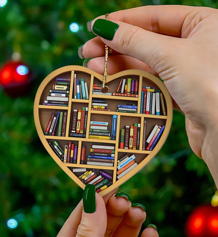 Book Lovers Heart Ornament - FOFOPO