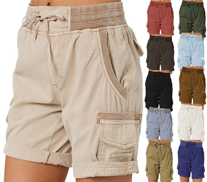 High waist ladies casual loose shorts - FOFOPO