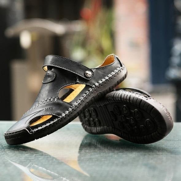 Large Size Soft Leather Men's Breathable Outdoor Sandals - FOFOPO