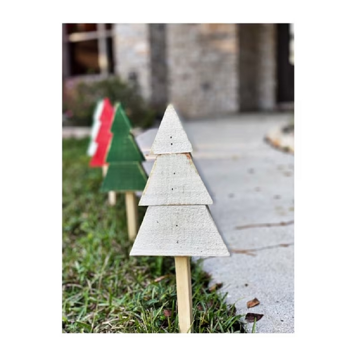 🎄Super Ambient Wooden Christmas Tree Yard Stakes (A Set of 3 Pcs) - FOFOPO