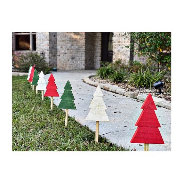 🎄Super Ambient Wooden Christmas Tree Yard Stakes (A Set of 3 Pcs) - FOFOPO