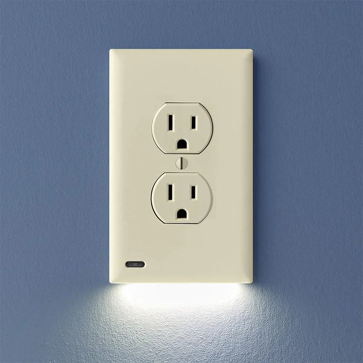 OUTLET WALL PLATE WITH LED NIGHT LIGHTS-NO BATTERIES OR WIRES [UL FCC CSA CERTIFIED] - FOFOPO