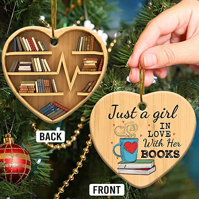 Book Lovers Heart Ornament - FOFOPO