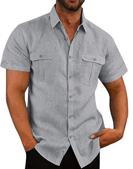 Stretch Short Sleeve Shirt with Pockets - FOFOPO