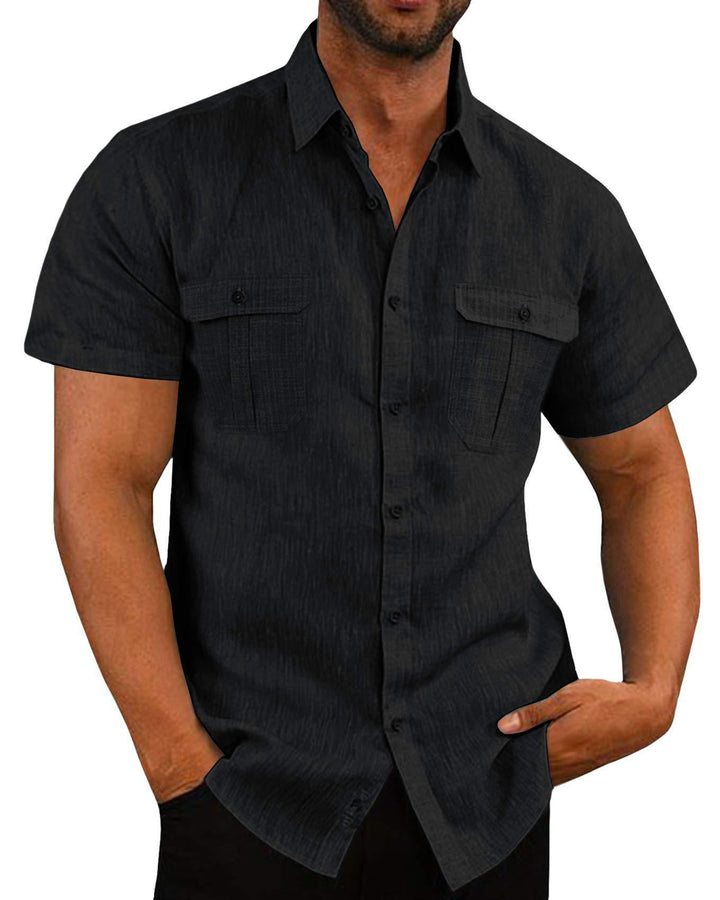 Stretch Short Sleeve Shirt with Pockets - FOFOPO