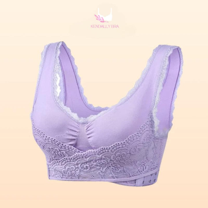 Seamless Lift Bra With Front Cross Side Buckle Magic Wireless Sports Bra Sexy V-Neck Lace Bralette - FOFOPO