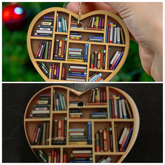 Book Lovers Heart Ornament - FOFOPO