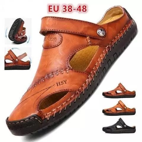 Large Size Soft Leather Men's Breathable Outdoor Sandals - FOFOPO