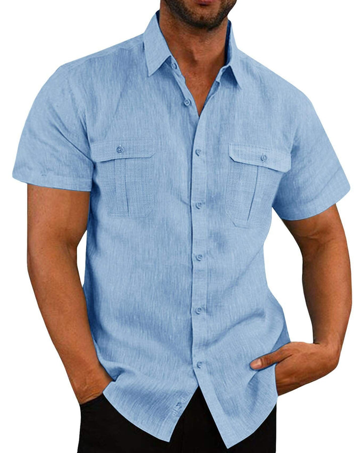 Stretch Short Sleeve Shirt with Pockets - FOFOPO