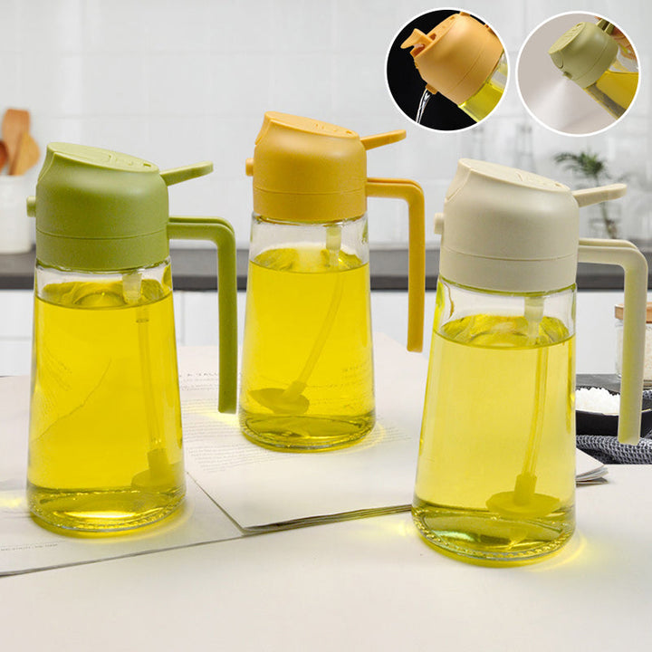 Oil Sprayer for Cooking, 2 in 1 Olive Oil Dispenser Bottle for Kitchen - FOFOPO