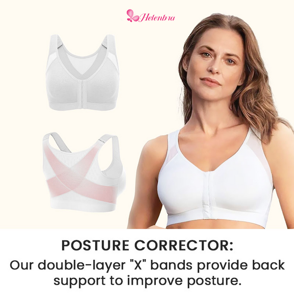 Helen Bra-Front Closure Posture Wireless Back Support Full Coverage Bra - FOFOPO