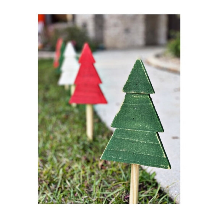 🎄Super Ambient Wooden Christmas Tree Yard Stakes (A Set of 3 Pcs) - FOFOPO