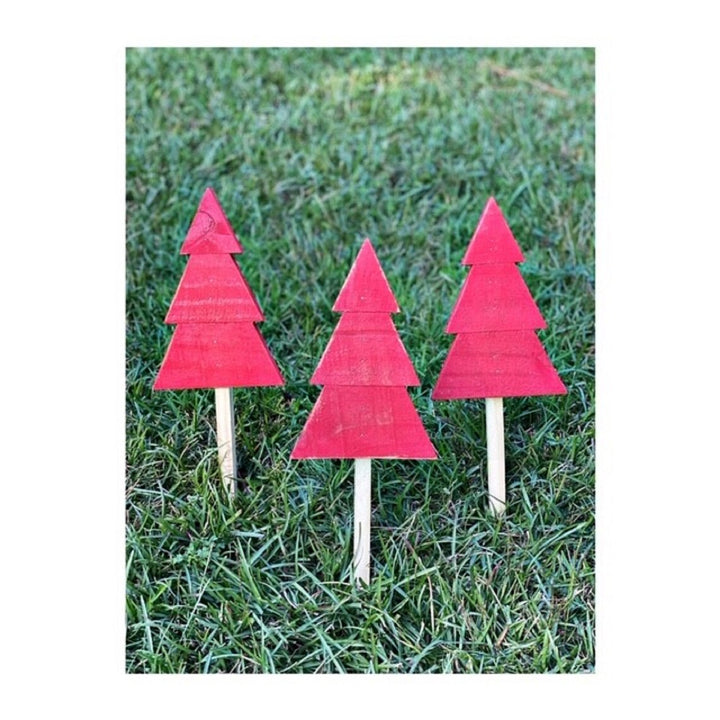 🎄Super Ambient Wooden Christmas Tree Yard Stakes (A Set of 3 Pcs) - FOFOPO