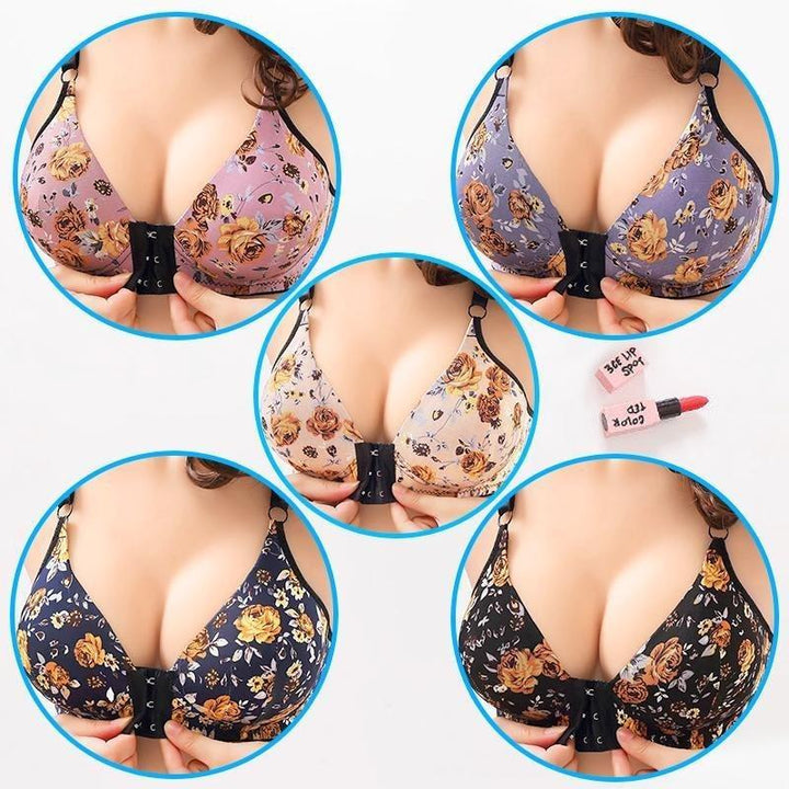 3pc – SATVEE WOMEN’S FRONT BUCKLE GATHERED PRINT BRA - FOFOPO