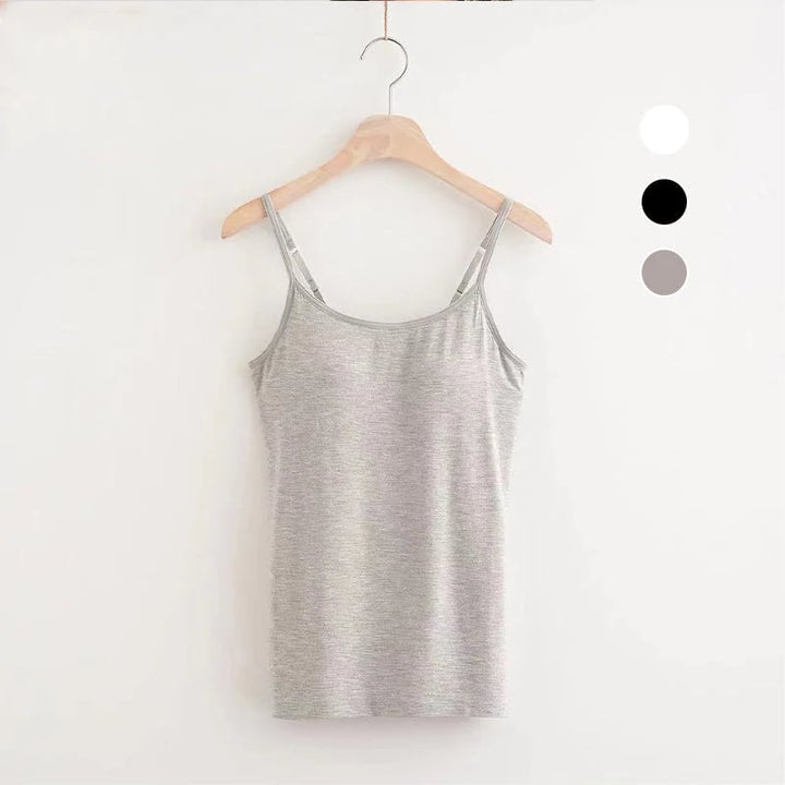 Loose-Fitting Tank Top With Built-In Bra - FOFOPO