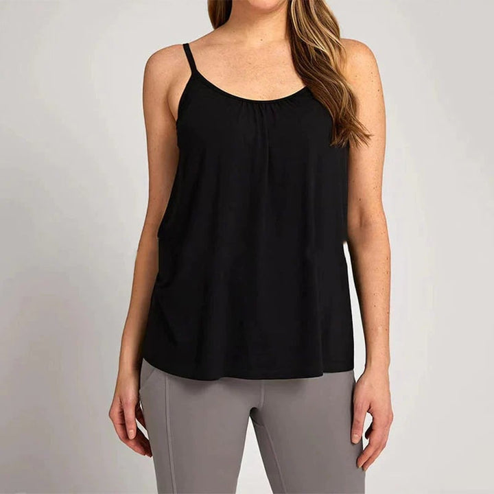 Loose-Fitting Tank Top With Built-In Bra - FOFOPO