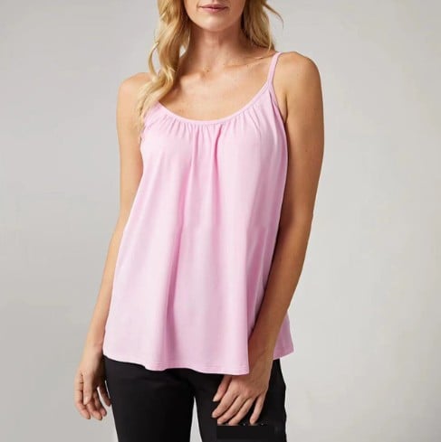 Loose-Fitting Tank Top With Built-In Bra - FOFOPO