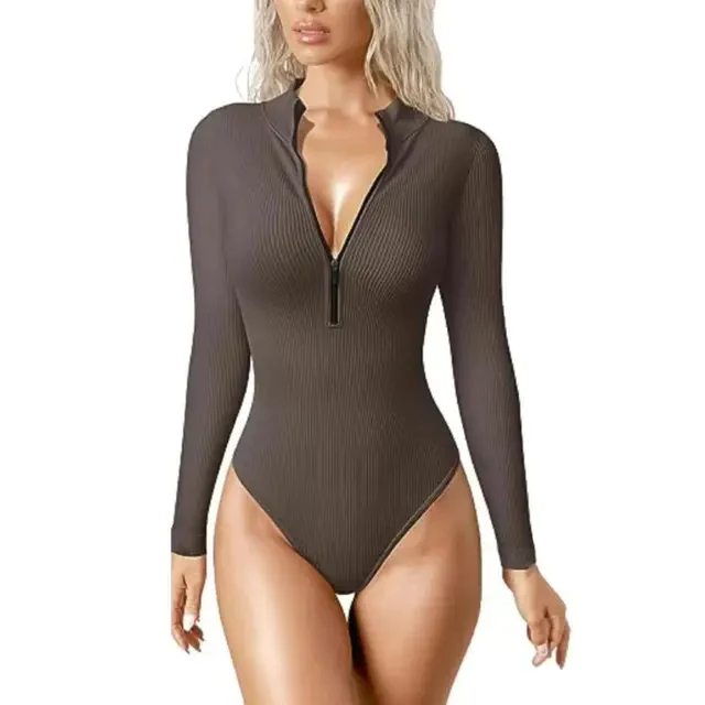 Snached Waist Zip-Up Bodysuit - FOFOPO